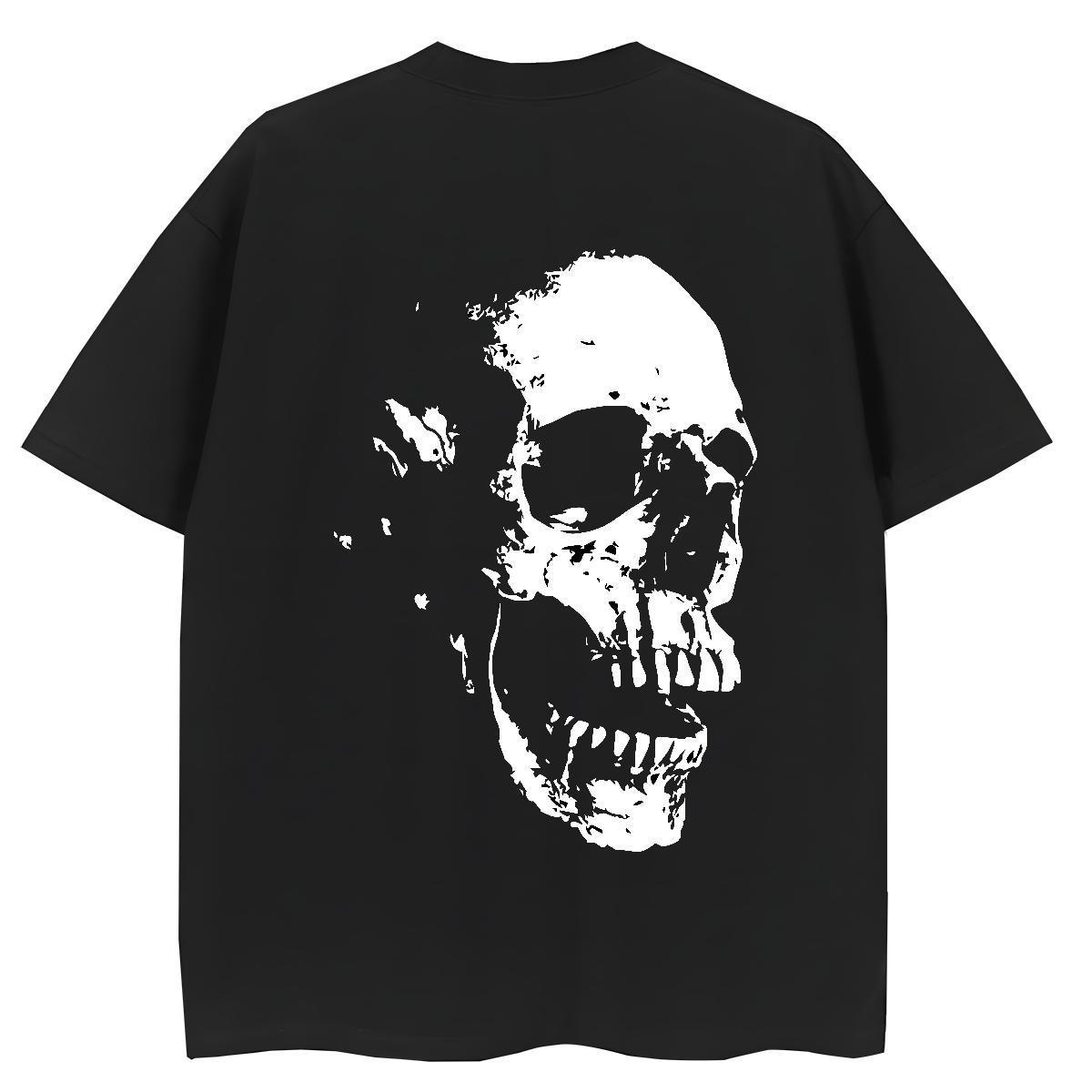 Fashion T Shirts Women 230g Cotton Round Neck Short Sleeve Street Wear skull Women Tees Brand Oversized Clothings