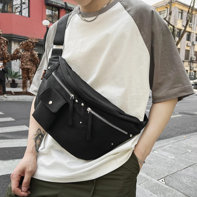 Shoulder Cross Body Bag Womens Casual Chest Bag Large Capacity Neutral Messenger Bag Mobile Wallet Trend Waist Bag 241008
