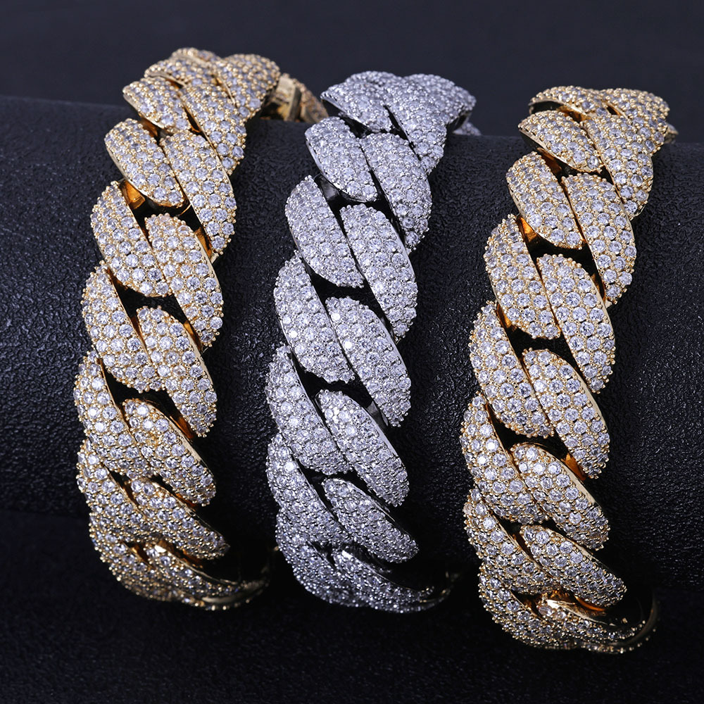 18mm Hip Hop Bubble Miami Cuban Chain Mens Necklace Gold Plated Full 5A Zircon Jewelry