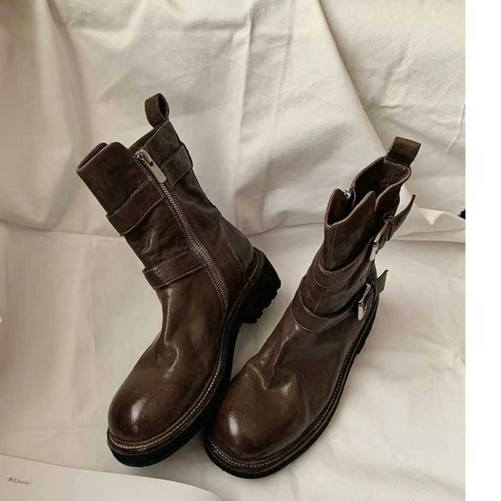 Internet Celebrity Round Head Martin Boots Thick Bottom Thin Short Boots Womens Knight Boots Autumn Winter Fashion Boots 240826