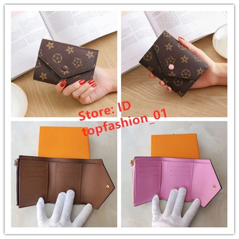 topfashion_01 Women Wallets Holders for women Coin Purse Small Wallet victorine Woman Card Holder Luxury Brown Flower Short Wallets Mini Wallets With Box