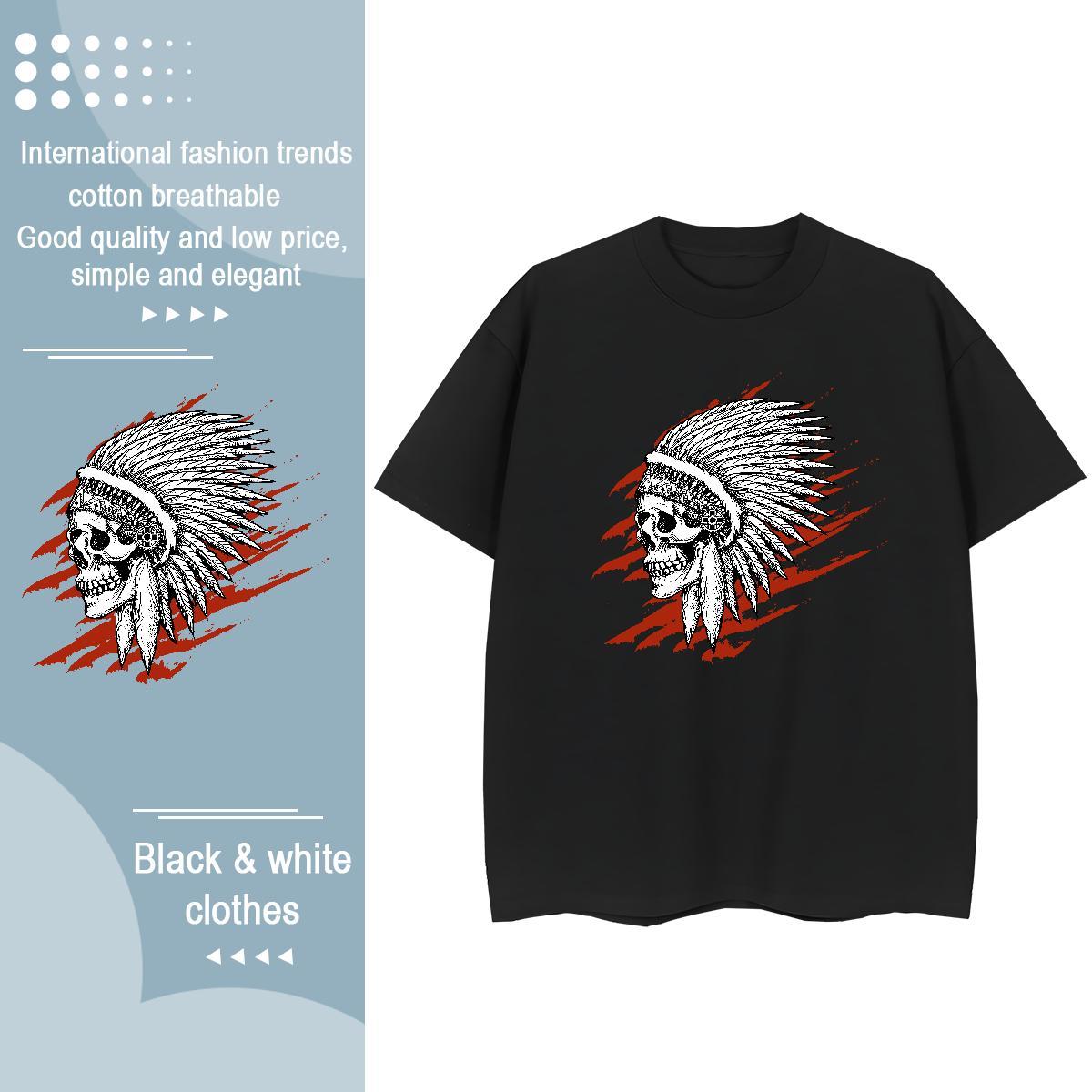 Fashion New Woman T Shirts 230g 100% Cotton Round Neck Short Sleeve Beach skull Women Tees Wholesale Cartoon Anime Clothings