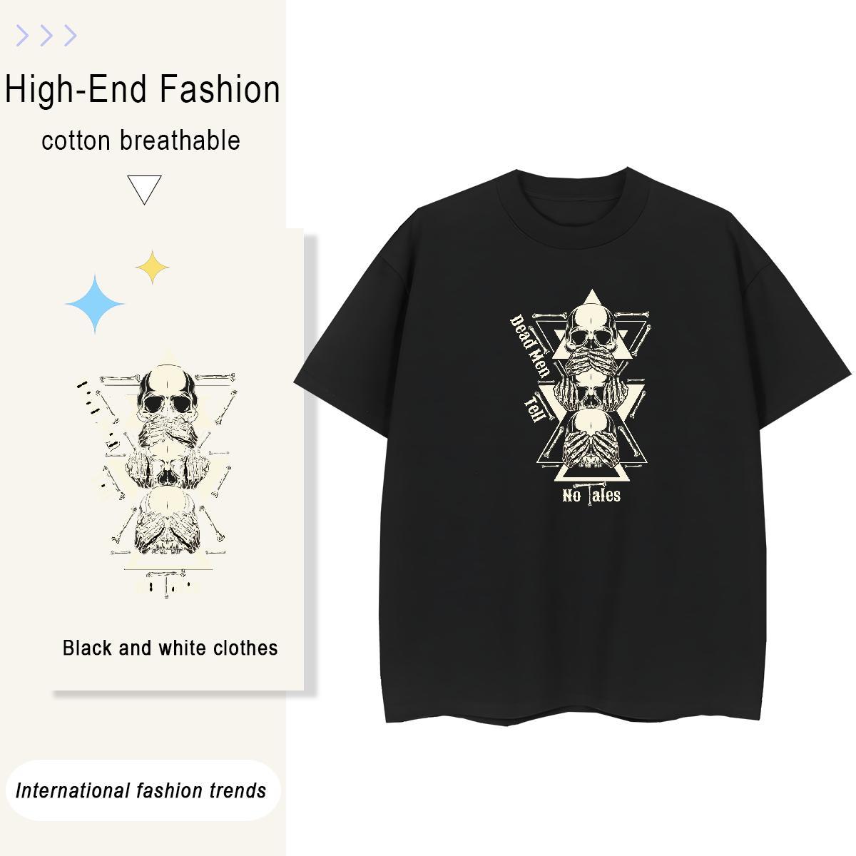 Designer T-Shirts for Women 230g Pure Cotton Comfortable Daily Wear skull Tshirt for Man Woman High quality Plus Size Cartoon Tops