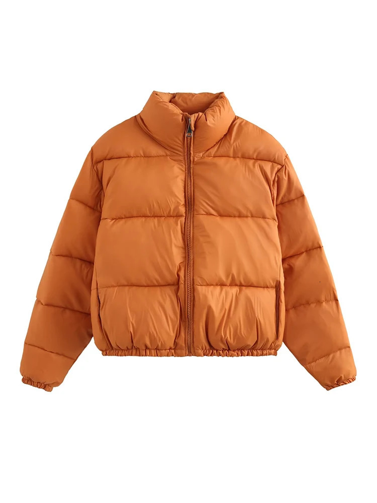 Vintage Women Brown Warm Puffer Jackets 2023 Winter Fashion Ladies Elegant Short Parka Casual Female Chic Green Outerwear 241009