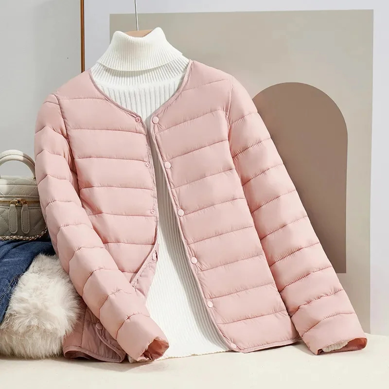 Fashion Lightweight Down Cotton Jacket Female Spring Autumn Coat Tops 2024 Short Women Jackets Slim Warmth Outerwear 241009