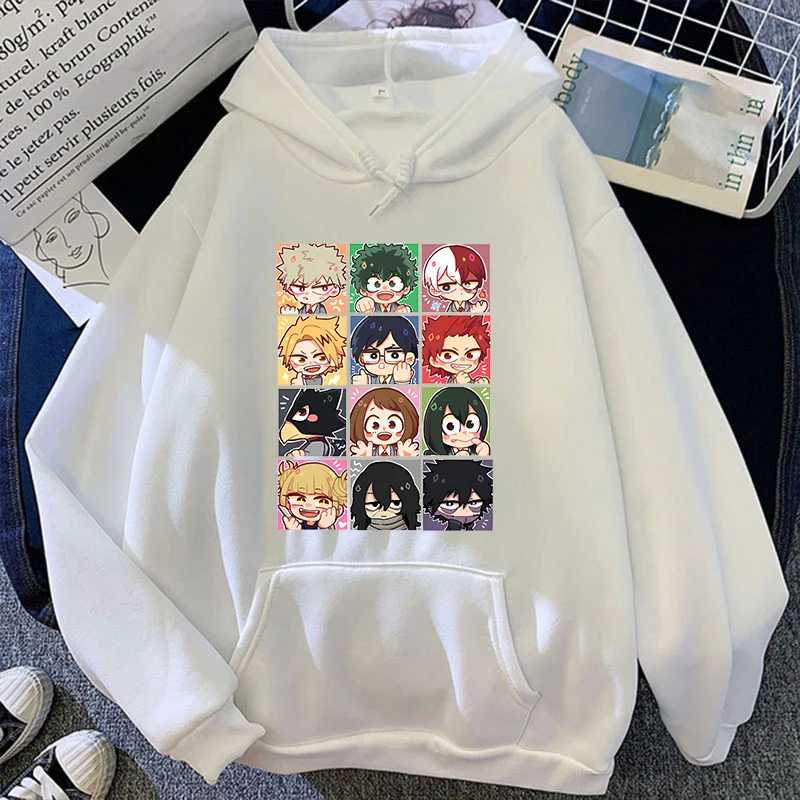 Cartoon Deku Todoroki Shoto Bakugou Katsuki Hoodies My Hero Academia Autumn Winter Long Sleeves Fleece Sweatshirt Street Hoody LX241011
