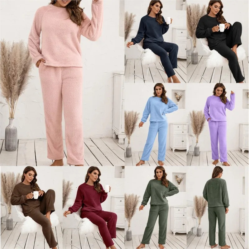 Autumn and Winter Coral Velvet Casual Clothing Set Camouflage Flower Top Pajama Home Clothes 2piece Womens Plush 241008