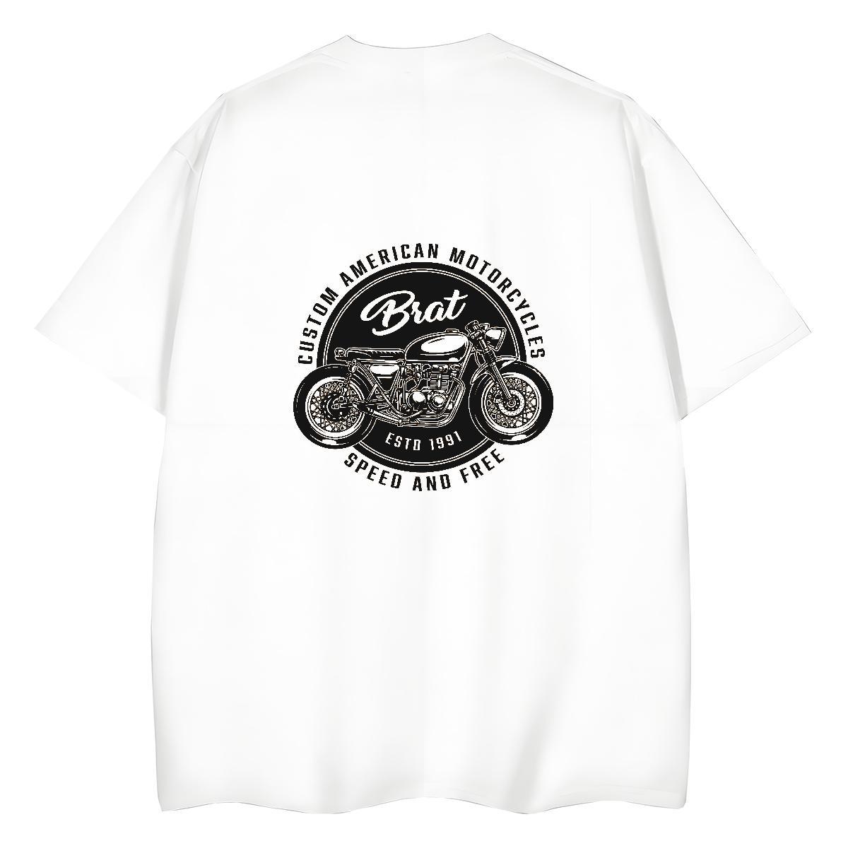 Stylist Woman T Shirts 230g Pure Cotton Short Sleeve O-Neck Daily Wear Motorcycle Womens Tshirts Loose Black Oversized Tee Shirt