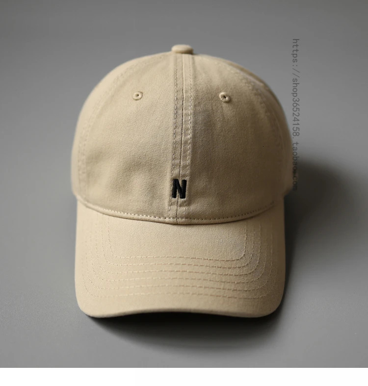 Japanese style soft top baseball cap for women simple lowercase letters inlaid with peanut hat street casual sun men 241009