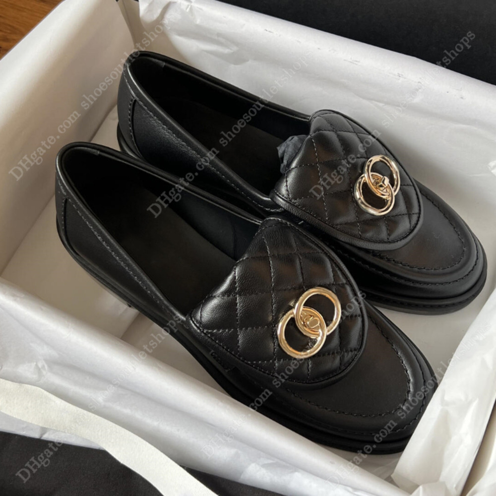 Dress Shoes Loafers Fall Fashion Leather Ringer All-match Small Leather Shoes High-quality Single Foot Metal Buckle Black Platform Sneakers Single Shoe 35-41