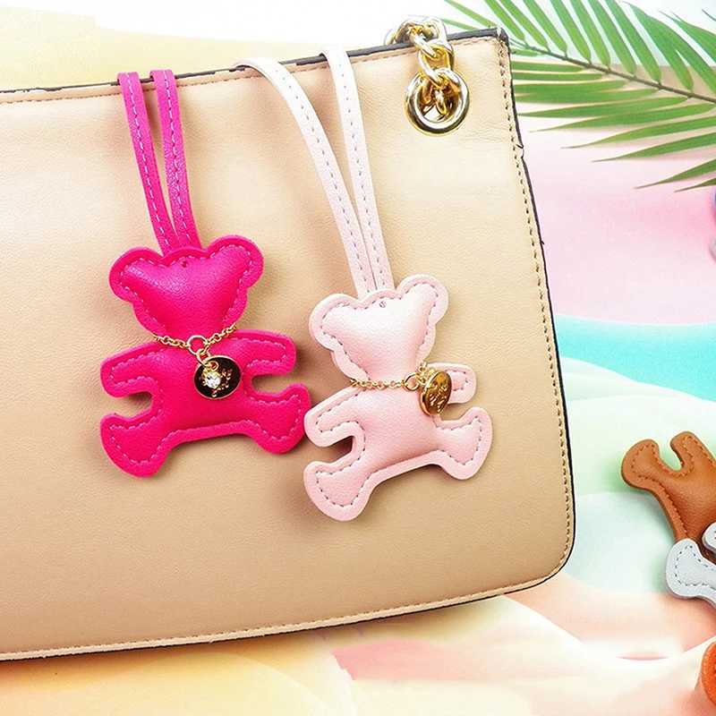 Keychains Lanyards Cute PU Leather Bear Bag Charm Keychain Tren Decorative Keychain Pendant Backpack Hanging Decoration Business Gift J241010