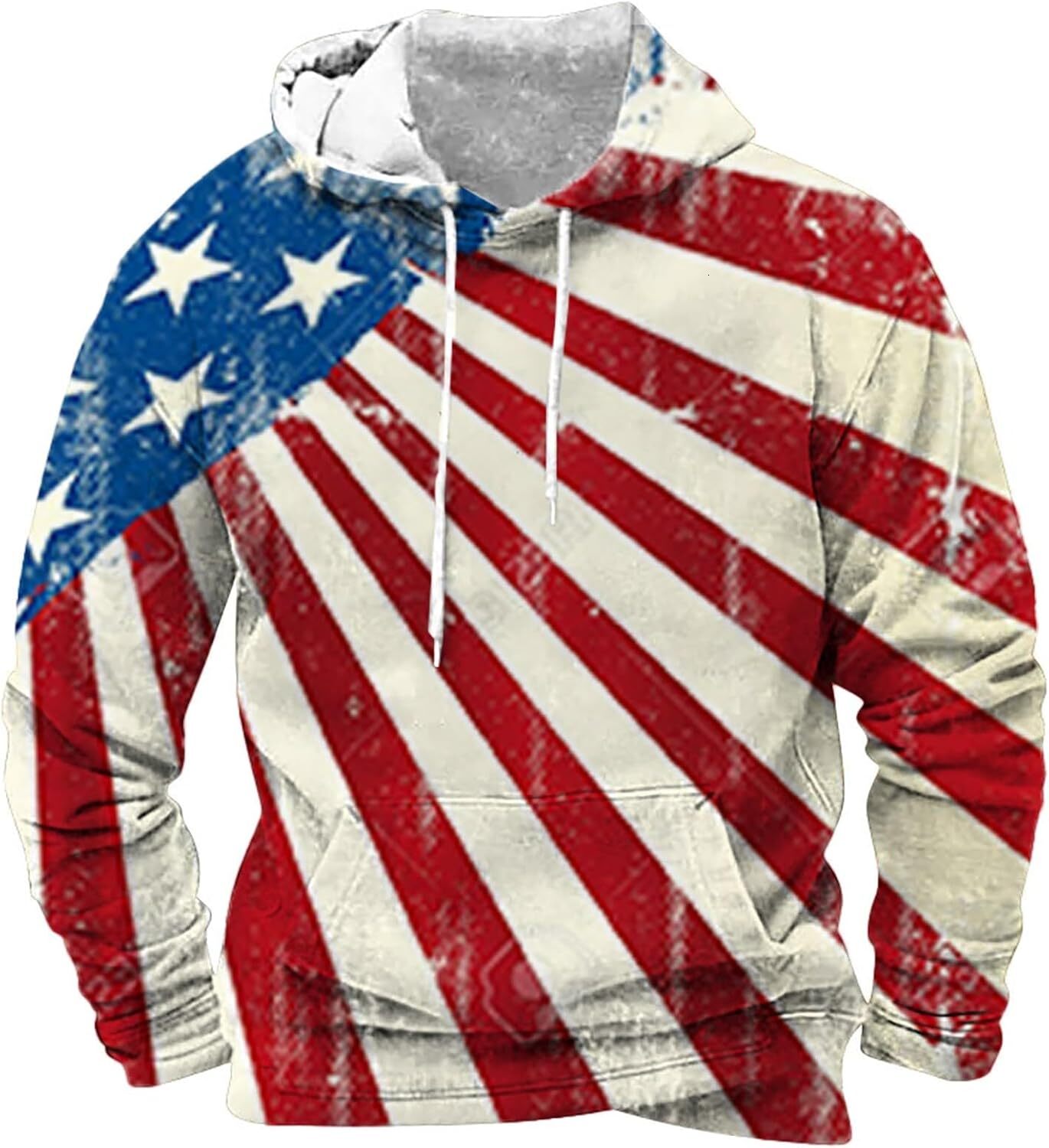Hoodie for Mens Womens USA Flag Hoodies for Men Casual Workout Athletic Gym Pullover Tops Long Sleeve 3D Printed Patriotic Graphic keep warm