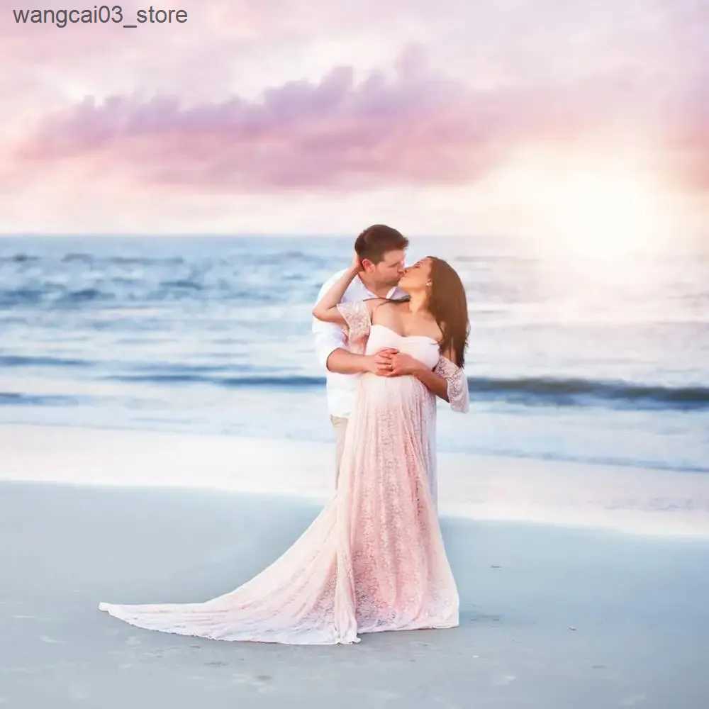 Maternity Dresses Long Maternity Photography Props Pregnancy Dress Photography Maternity Dresses For Photo Shoot Pregnant Dress Lace Maxi Gown L240910