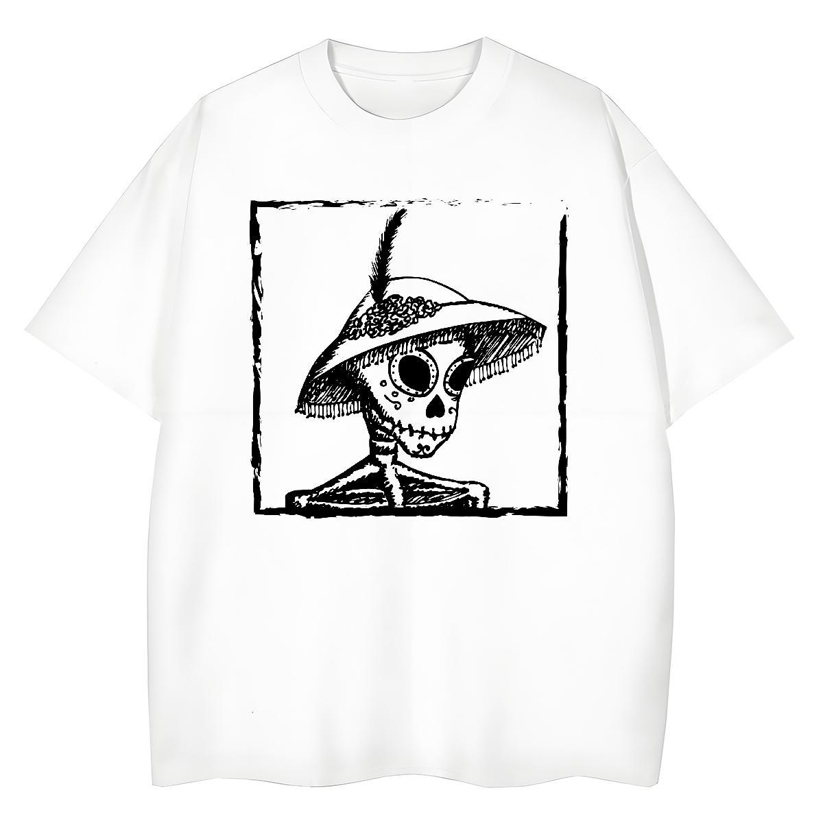 Fashion Casual Women T Shirts 230g Pure Cotton Short sleeve Soft Home Outdoor skull Women Tees Loose fit Custom Printed Clothes