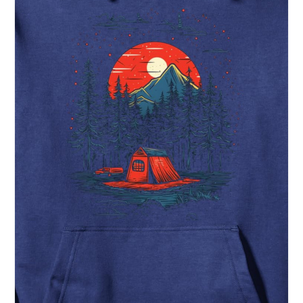 Hoodie for Mens Womens Wilderness Camping Tent Sunset Mountains Trees Camper Gifts Pullover Hoodie Graphic Hoodies sweatshirt