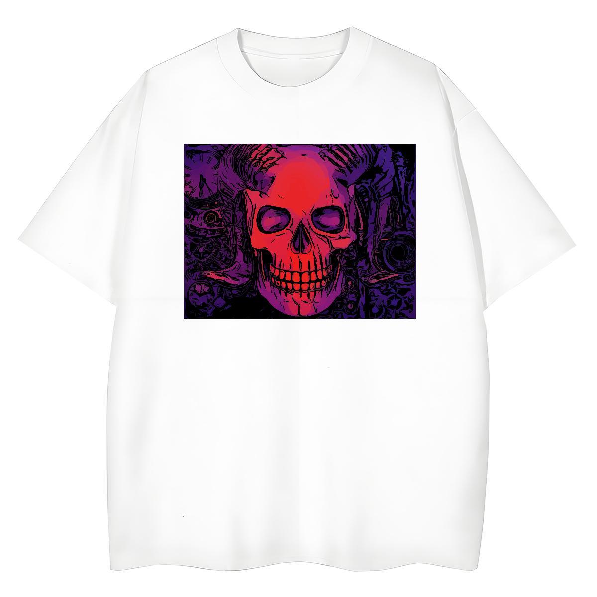 Fashion New T Shirt For Woman 230g 100% Cotton Breathable Short Sleeve Street Wear skull Womens Tshirts Loose White Plus Size Clothes