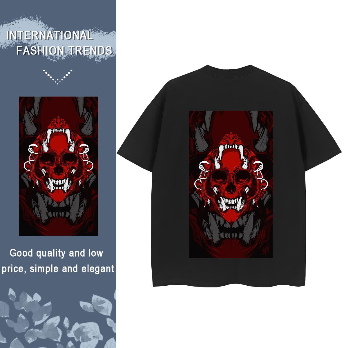 Casual New Women T Shirts 230g 100% Cotton Breathable Short Sleeve Casual Sport skull Lady T shirt Designer DIY Anime Printed Clothes Shirt