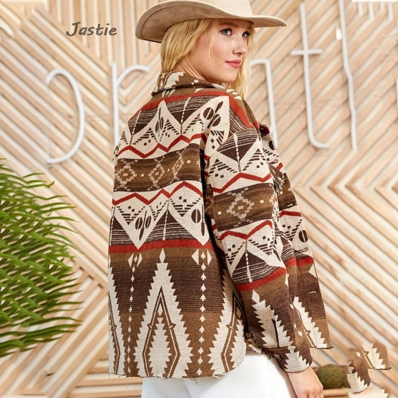 Retro Aztec printed wool womens coat fabric geometric pattern jacquard fashion winter jacket item 241007