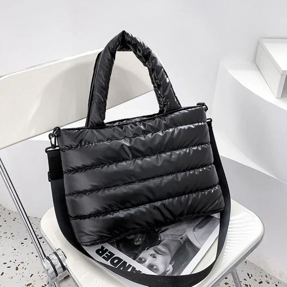 Inflatable handbag for womens bedding lightweight down cotton pad shoulder bag 241008