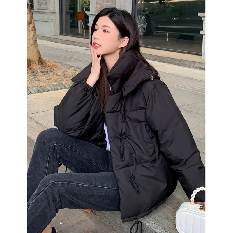 White down jacket womens coat green hooded fashion American streetwear Y2K style down jacket womens winter short jacket 241009