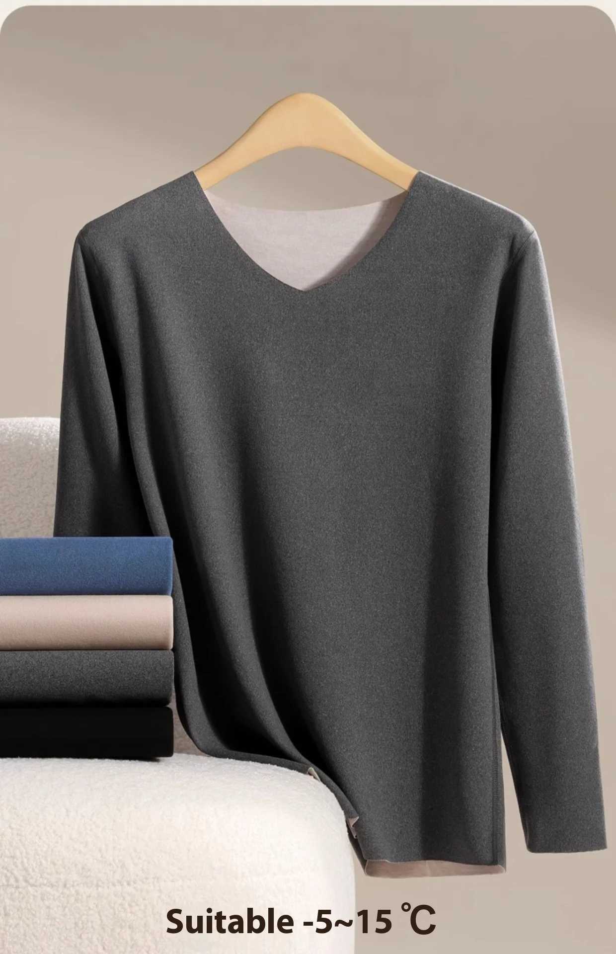 Women's Thermal Underwear New Cashmere Silk Thermal Underwear Set Mens Non-marking Double-Sided Brushed Wool De Velvet Fall Coat and Pants Homewe