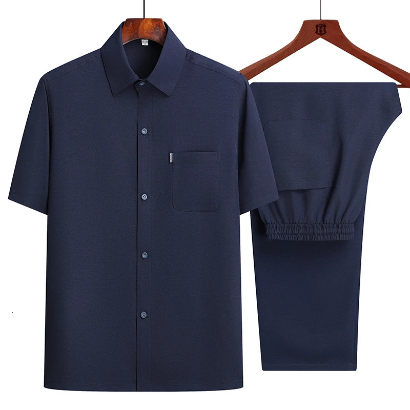 Shirtpants summer 100% pure cotton linen sports shirt mens casual set mens fashionable Chinese style shirt and mens horse pants M-4XL 240927