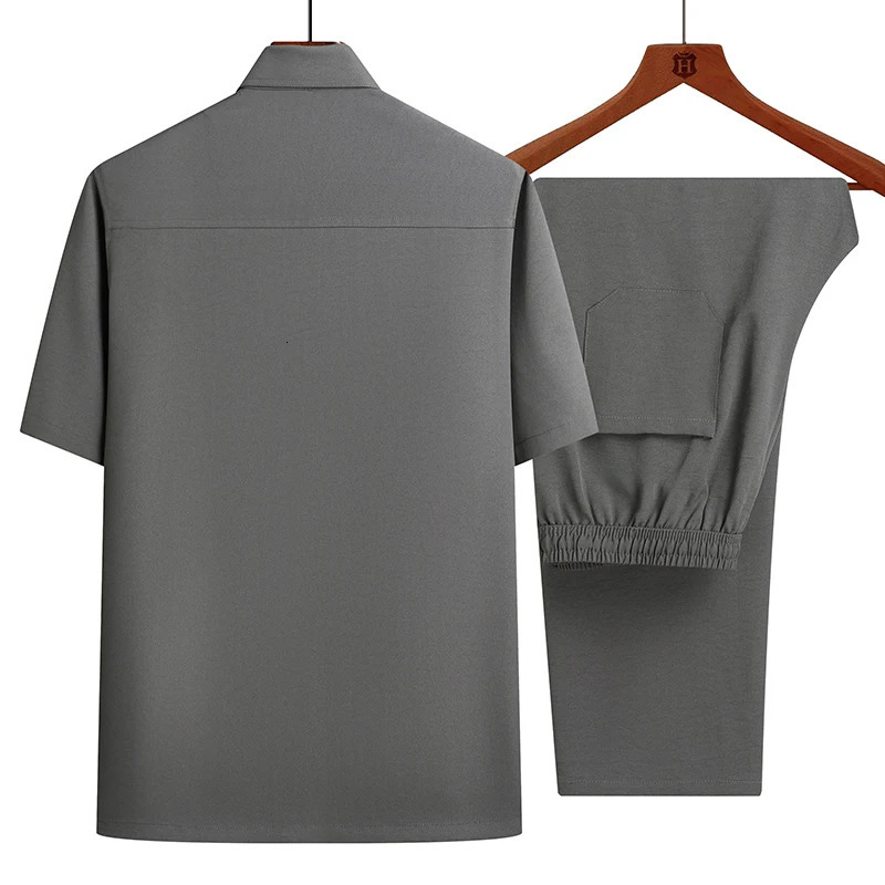 Shirtpants summer 100% pure cotton linen sports shirt mens casual set mens fashionable Chinese style shirt and mens horse pants M-4XL 240927