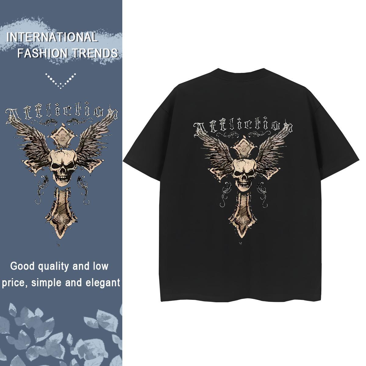 Designer T Shirts Women 230g 100% Cotton Round Neck Short Sleeve Street Wear skull Womens Tshirts Brand Customized Print Clothes