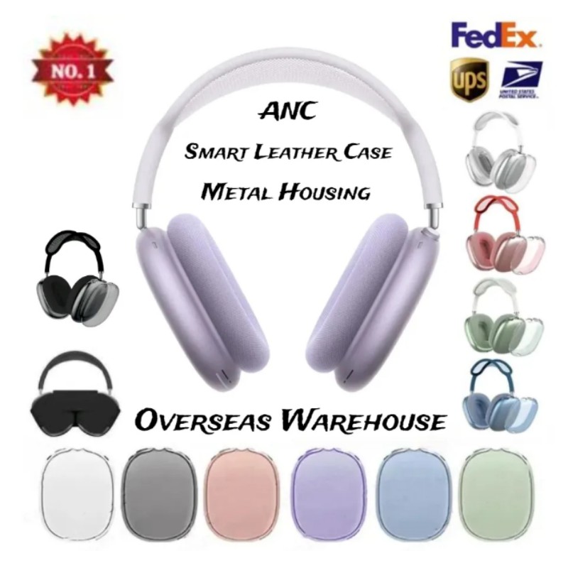 USA Stock Metal shell with ANC Air pro 3 4 Headband Headphone Accessories Transparent Silicone Waterproof Protective case podspro Max 2 Headphones cov