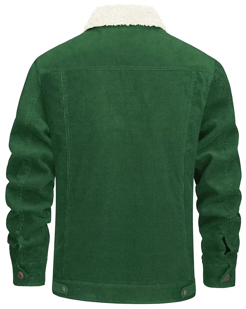 Mens Corduroy Jacket Vintage Wool Windbrekaer Thick Winter Coat Multi Pocket Casual Cowboy 241007