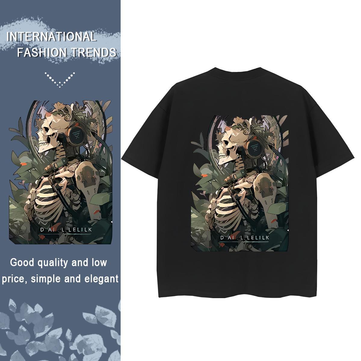 2024 Casual Woman T Shirts 100% Cotton 230g Crew Neck Sport skull Womens Tshirts Wholesale Plus Size Custom Top Shirts
