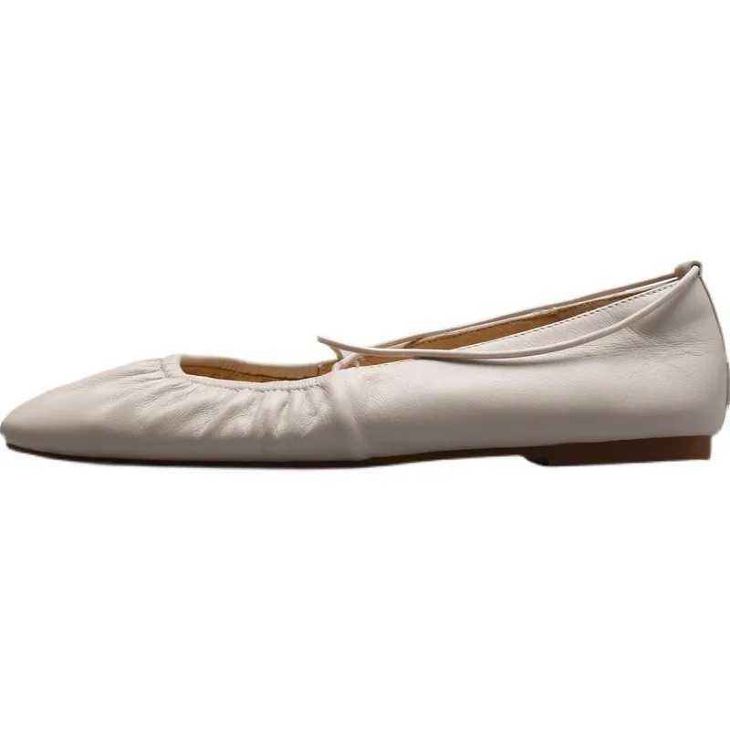 Womens ballet flat elastic strap sliding on flat shoes womens square toe soft soled boat shoes comfortable womens shoes 2024 Y241011