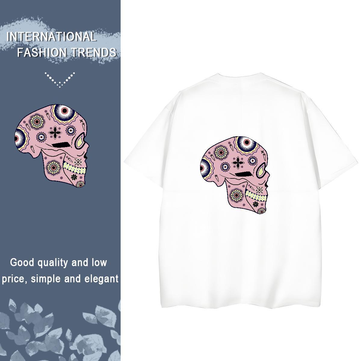 DIY T shirt 100% Cotton 230g Short sleeve Soft Hip Hop Street skull Women Tshirts Popular Custom Print Oversized Tops Shirt