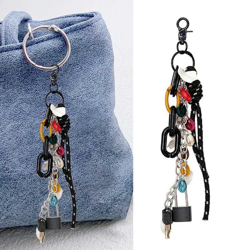 Keychains Lanyards Fashion stud nylon rope fashion bag charm and keychain customized keyholder accessories suitable for daily use by men and women J24
