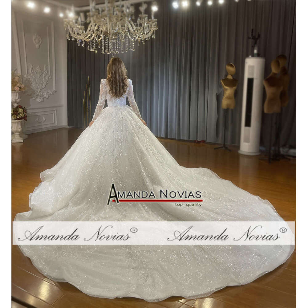 Lace Appliques Glitter Wedding Dress