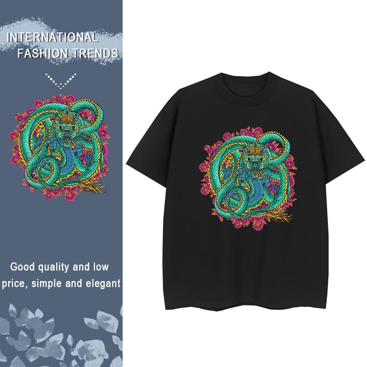 Casual New T-Shirts for Women 100% Cotton 230g Breathable Soft Outdoor dragon Woman Tshirt Free Shipping Custom Printed Tops Tees