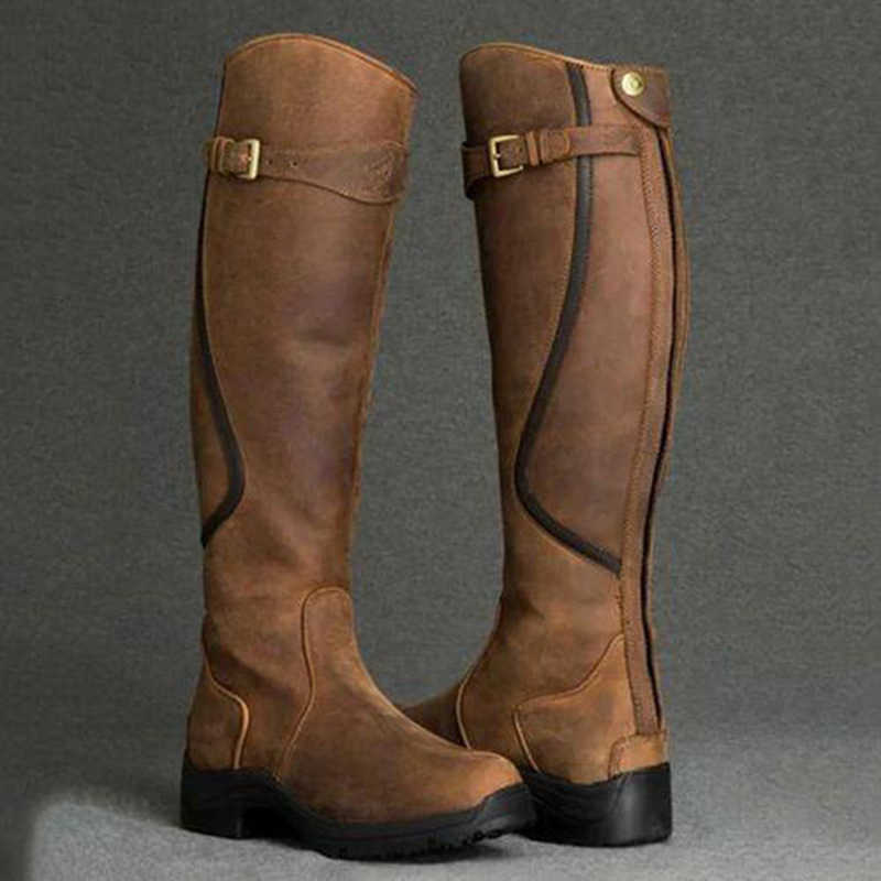 Autumn Winter Martin Boots Tall Long Flat Round Head Fashion Boots Womens Leather Snow Ankle Boots Women Shoes 240826