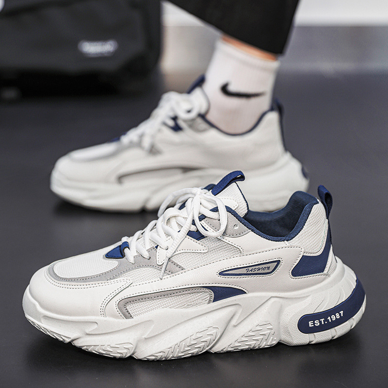 Men Shoes Fashion Sports Shoes Chunky Shoes Breathable Casual Sneakers Thick Sole Anti Slip Triple Black White Beige Free shipping