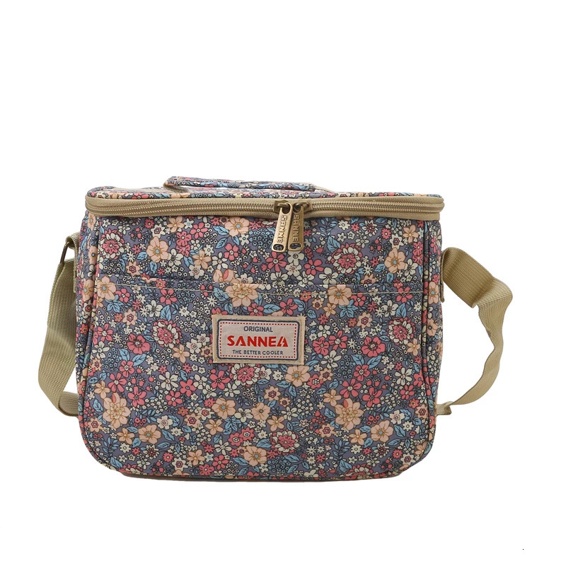 Flower printed lunch bag heat insulated large capacity handbag cute picnic beverage lunch box storage bag portable lunch bag 241008