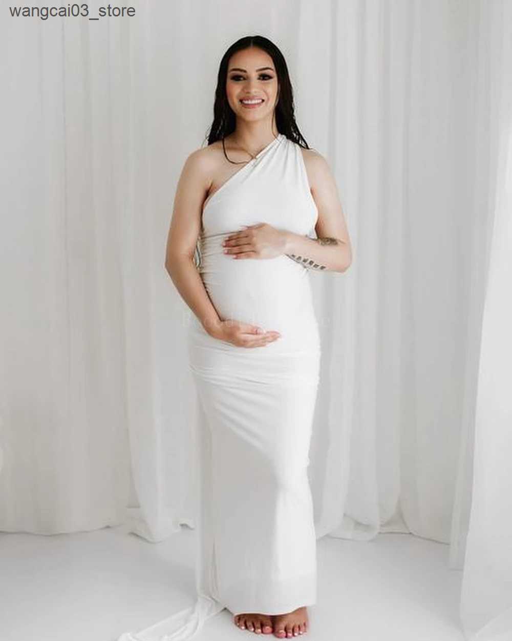 Maternity Dresses Sleeveless Milk Silk Backless Pleated Bodycon DressSummer 2024 Elegant Sexy Maternity Dress Perfect for Photography Shoots L240910