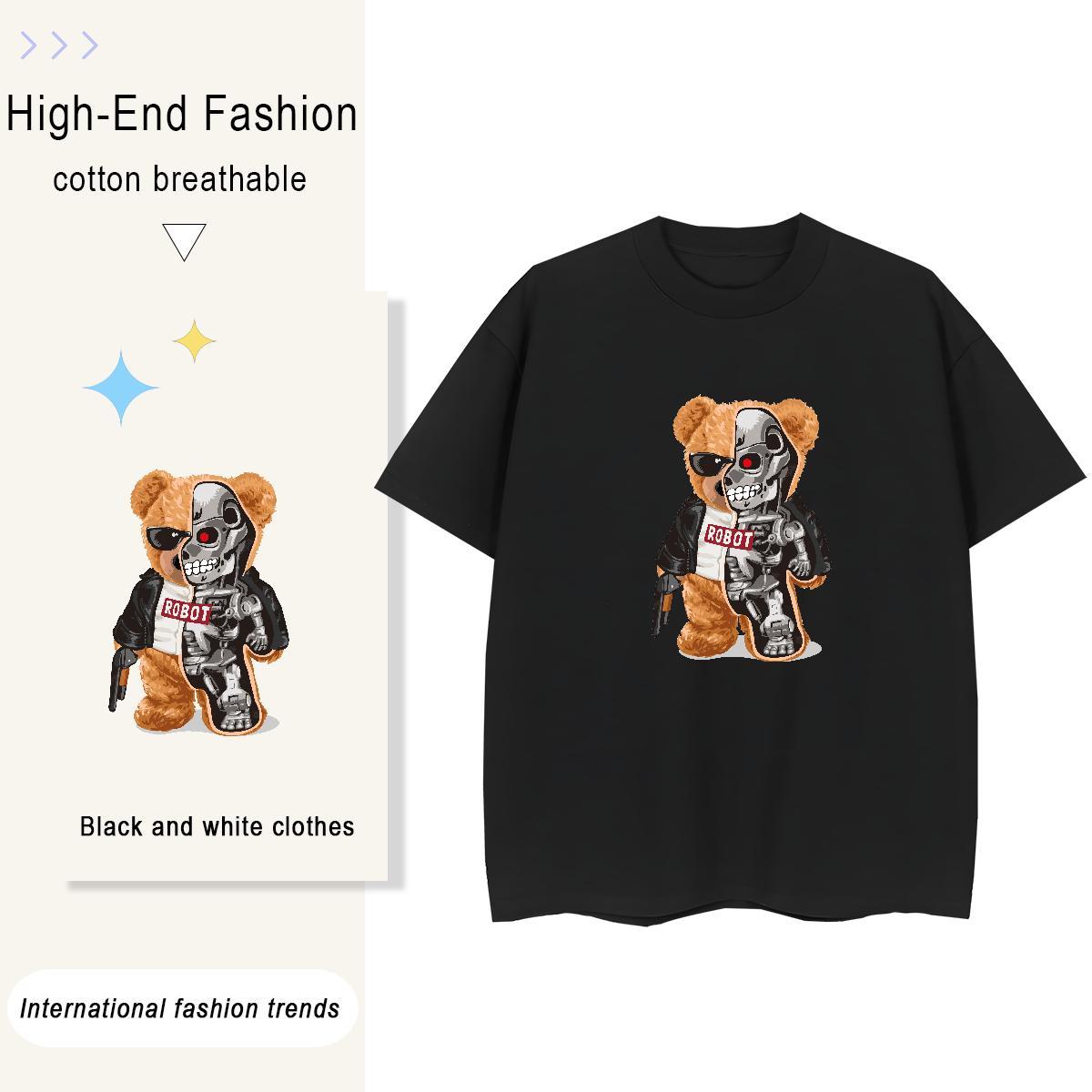 Classic T-Shirts for Women 100% Cotton 230g Short Sleeve O-Neck Casual skull Tshirt for Man Woman 5A Custom Printed Top Tees