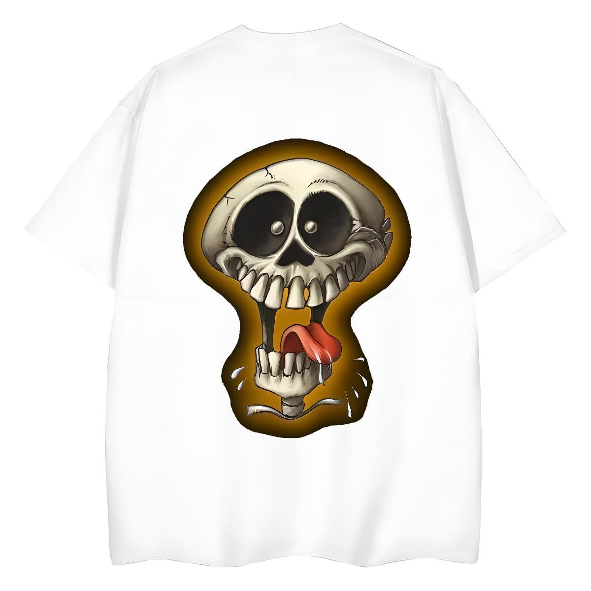 Brand T Shirts Women 100% Cotton 230g Short Sleeve O-Neck Beach skull Woman Tshirt Soft Anime Tee Shirt