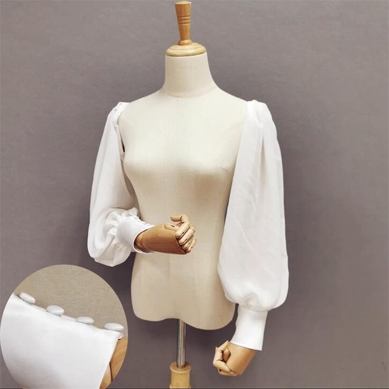 Independent chiffon sleeve strapless wedding dress party retro a pair of independent sleeves button end 240906