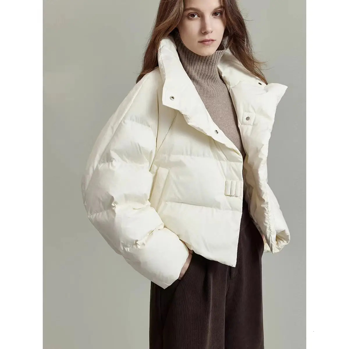 2024 winter clothing womens brown cotton jacket short Korean style thickened coat 240930