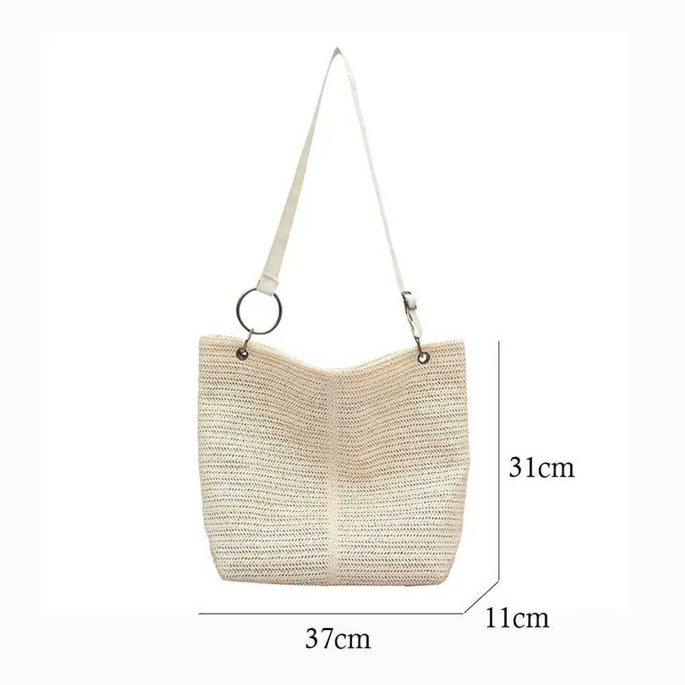 Rattan Straw Bag Cute Large Capacity Hand Woven Handbag Womens Handbag Y241011