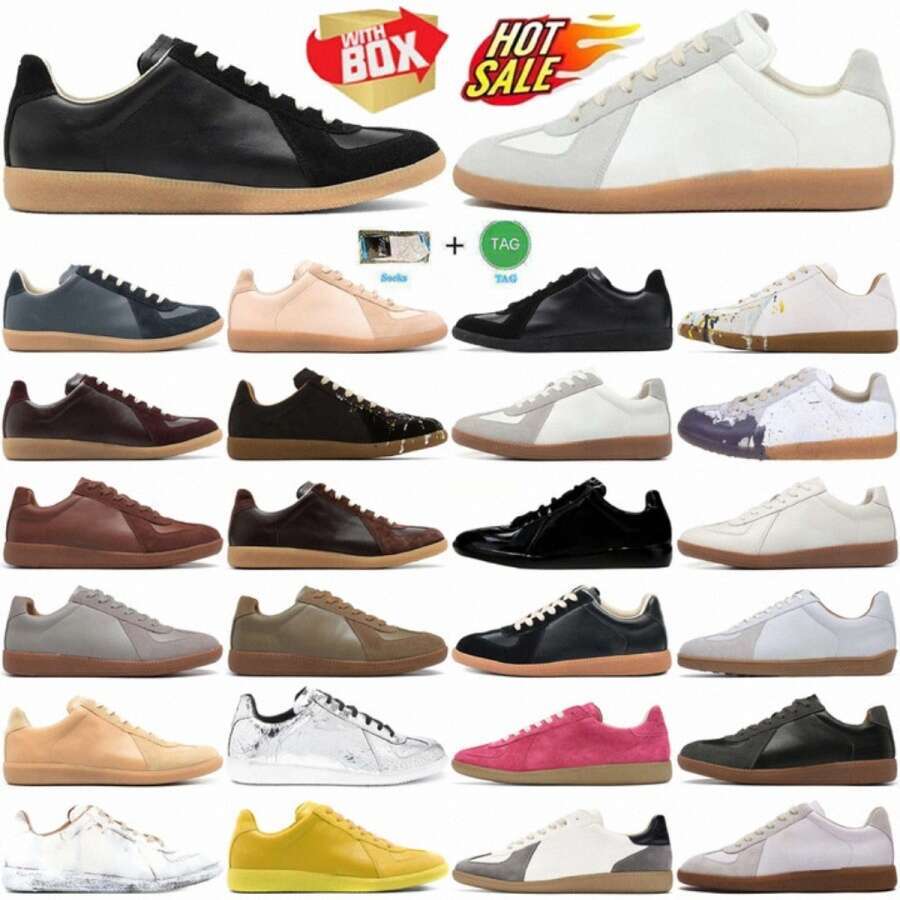 designer Shoes Sneakers replicaing german MM6 army gum gats Trainer paint Trainers gat Sneaker black grey white painter nude patent brown nutmeg Womens Mens