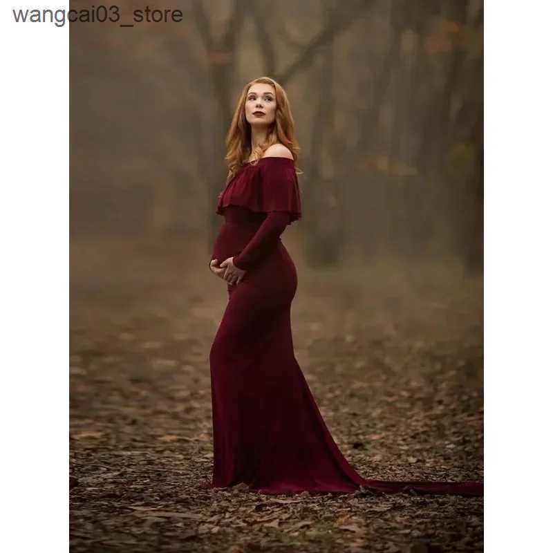 Maternity Dresses Long Shawl Maternity Photography Props Maternity Dresses Off Shoulder Maternity Gown for Photo Shoots Women Pregnancy Dress L240910