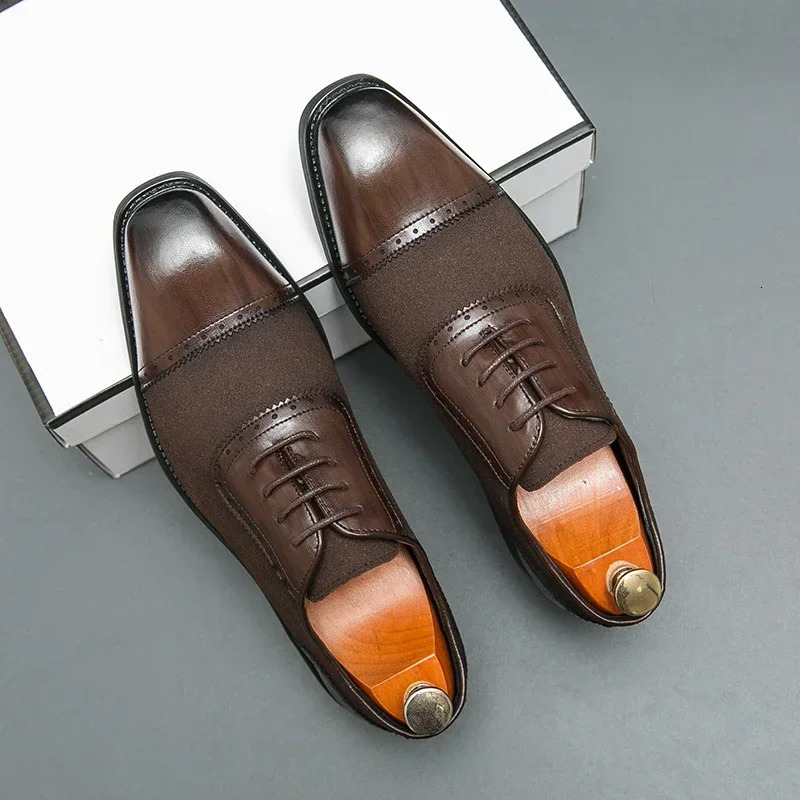 Mens Brogo Business Professional Shoes Suede Elegant Gentlemens Shoes British Style Wedding Black Dance Shoes 241007