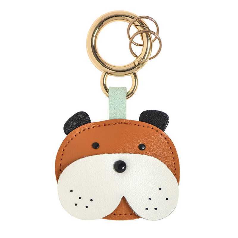 Keychains Lanyards Cartoon leather keychain access card box animal fat dog cat pig charm keychain bag car pendant mens couple gift J241010