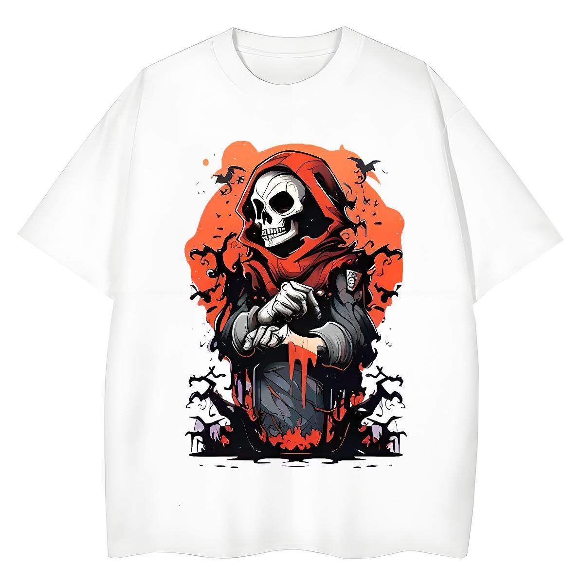 Designer T shirt 230g Pure Cotton Breathable Short Sleeve Street skull Tshirt for Man Woman Wholesale Custom Cartoon Tshirts